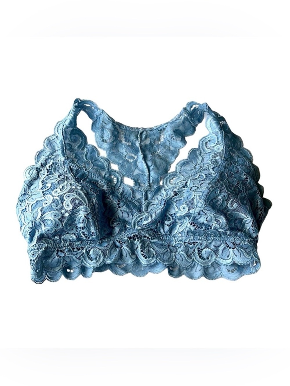 aero light Blue Lace floral racer back Bralette